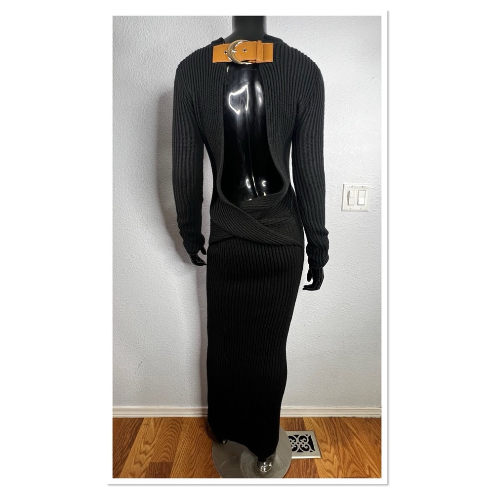 JLUXLABEL Black Long Sleeve Ribbed Open Back Maxi Dress - Picture 6 of 10